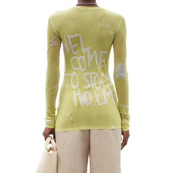 Acne Studios yellow graffiti print long sleeve top - Picture 6 of 10